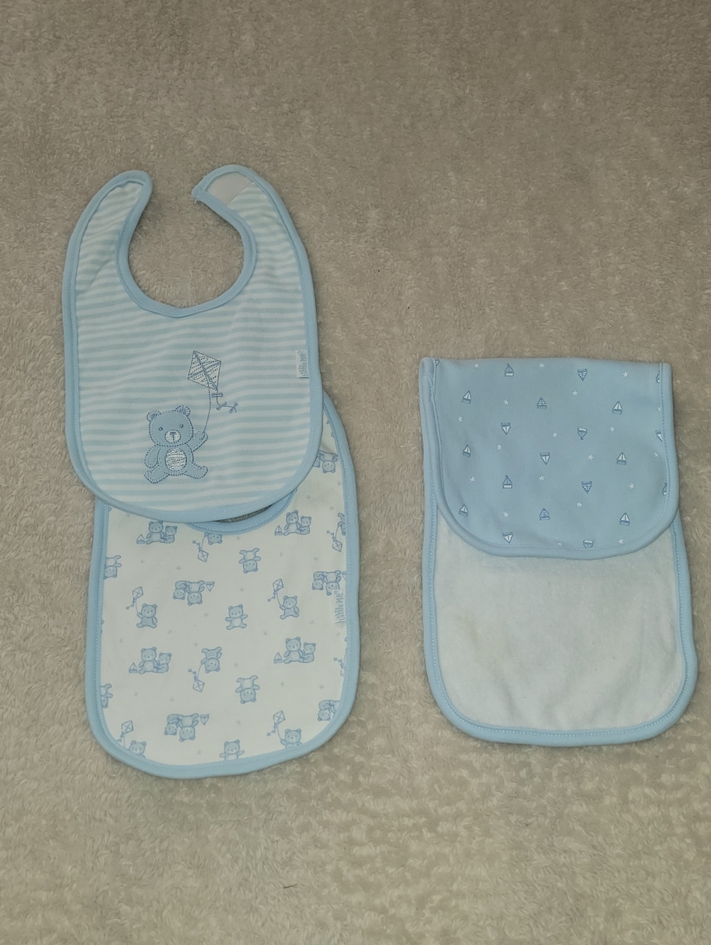 Little Me bibs and burp cloth set 6m